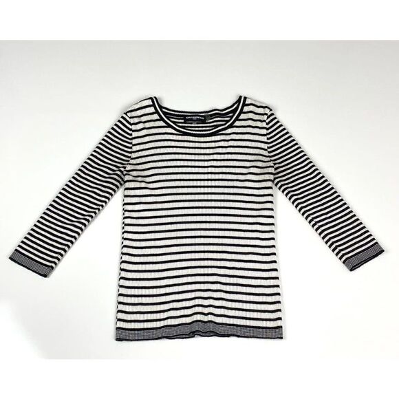 Karl Lagerfeld Striped Sweater Womens Size Medium Black White Casual - Picture 1 of 8